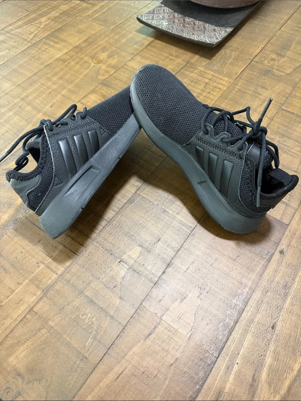 adidas Kids All-Black Knit Lace-Up Sneakers